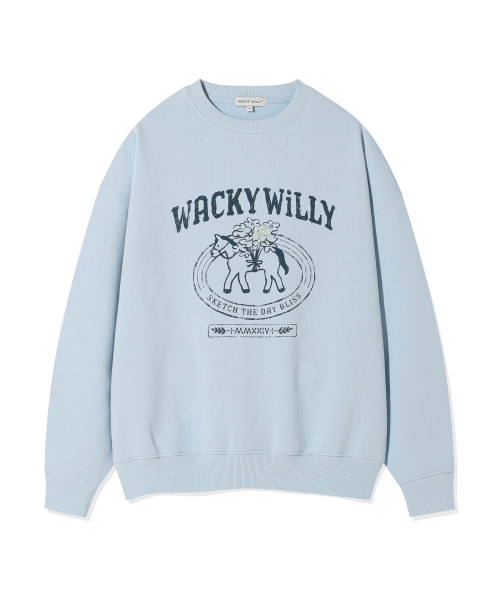 Wacky WiLLy(ワッキーウィリー)の「ウィメンズタイポグラフィックスウェットブルー(スウェット・レディース・その他・F)」の1枚目の写真