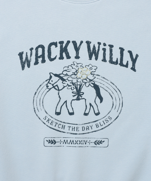 Wacky WiLLy(ワッキーウィリー)の「ウィメンズタイポグラフィックスウェットブルー(スウェット・レディース・その他・F)」の4枚目の写真