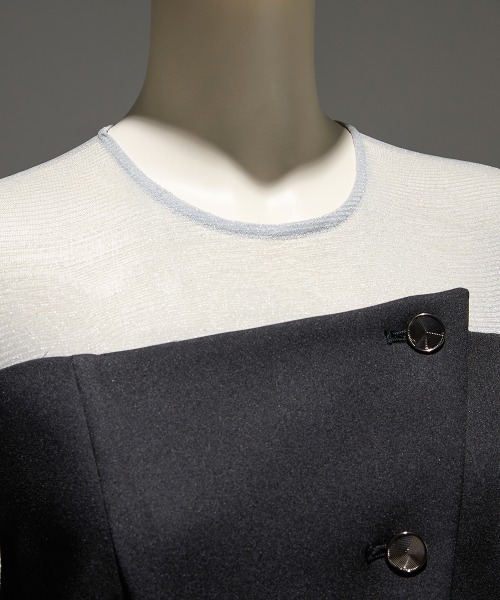 Callarus（カラルス）の「チュールフレアスリーブアシメドレープデザインワンピースドレス〔Callarus〕（ドレス・レディース・ブラック系その他/チャコール/パープル・M/L/LL/3L/S）」の18枚目の写真