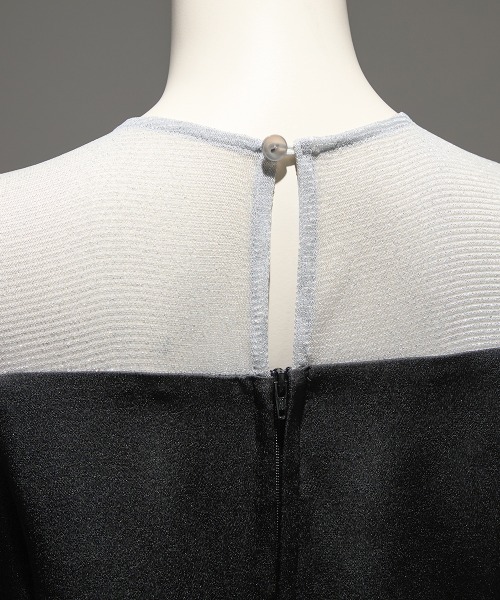 Callarus（カラルス）の「チュールフレアスリーブアシメドレープデザインワンピースドレス〔Callarus〕（ドレス・レディース・ブラック系その他/チャコール/パープル・M/L/LL/3L/S）」の19枚目の写真