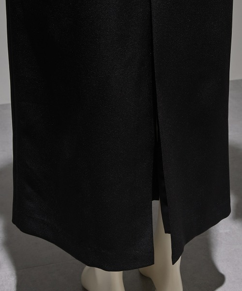 Callarus（カラルス）の「チュールフレアスリーブアシメドレープデザインワンピースドレス〔Callarus〕（ドレス・レディース・ブラック系その他/チャコール/パープル・M/L/LL/3L/S）」の21枚目の写真