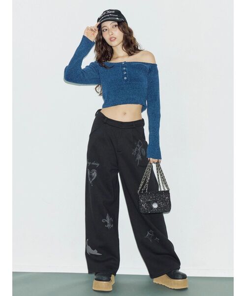 EVRIS（エヴリス）の「グラフィックプリントスウェットパンツ（スウェットパンツ・レディース・グレー/ブラック・MEDIUM/SMALL）」の10枚目の写真