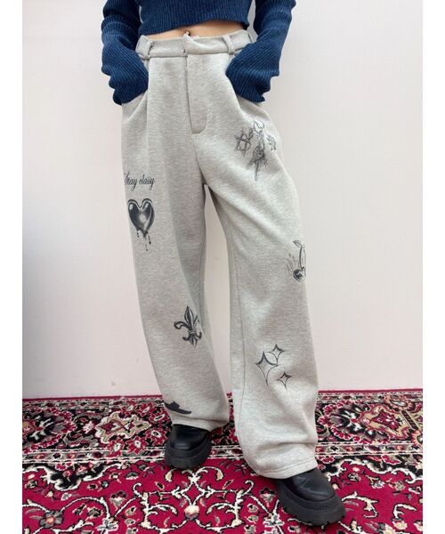 EVRIS（エヴリス）の「グラフィックプリントスウェットパンツ（スウェットパンツ・レディース・グレー/ブラック・MEDIUM/SMALL）」の12枚目の写真