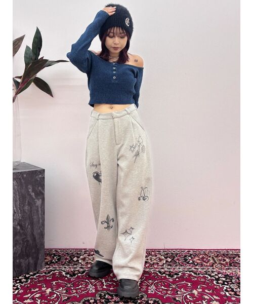 EVRIS（エヴリス）の「グラフィックプリントスウェットパンツ（スウェットパンツ・レディース・グレー/ブラック・MEDIUM/SMALL）」の13枚目の写真