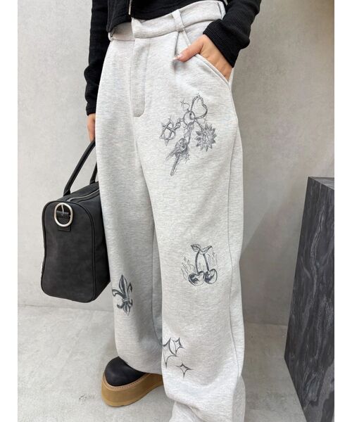 EVRIS（エヴリス）の「グラフィックプリントスウェットパンツ（スウェットパンツ・レディース・グレー/ブラック・MEDIUM/SMALL）」の14枚目の写真