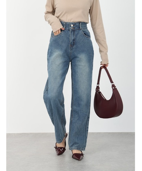 fifth（フィフス）の「ダブルボタンストレートデニム（デニムパンツ・レディース・ブルー/ブラック・M）」の2枚目の写真