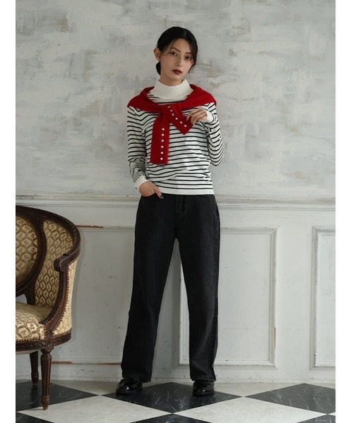 fifth（フィフス）の「ダブルボタンストレートデニム（デニムパンツ・レディース・ブルー/ブラック・M）」の8枚目の写真