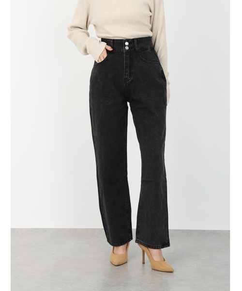 fifth（フィフス）の「ダブルボタンストレートデニム（デニムパンツ・レディース・ブルー/ブラック・M）」の3枚目の写真