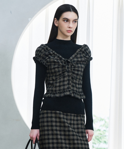 クラシックチェックビスチェ_ブラック