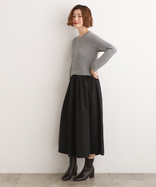 grove（グローブ）の「ケーブルニットドッキングワンピース（ワンピース・レディース・グレー/ブラック/ボルドー・02/03/01/04/05）」の6枚目の写真