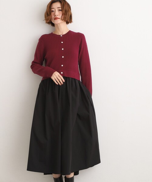 grove（グローブ）の「ケーブルニットドッキングワンピース（ワンピース・レディース・グレー/ブラック/ボルドー・02/03/01/04/05）」の13枚目の写真