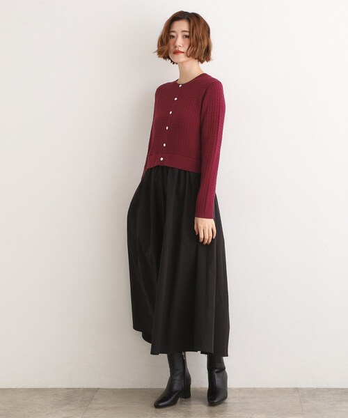 grove（グローブ）の「ケーブルニットドッキングワンピース（ワンピース・レディース・グレー/ブラック/ボルドー・02/03/01/04/05）」の14枚目の写真