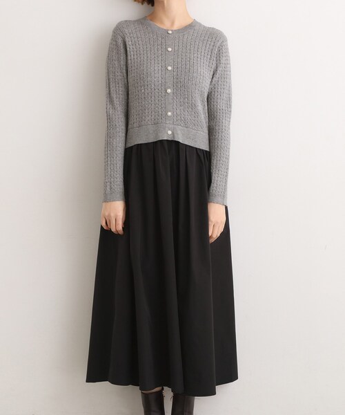 grove（グローブ）の「ケーブルニットドッキングワンピース（ワンピース・レディース・グレー/ブラック/ボルドー・02/03/01/04/05）」の16枚目の写真