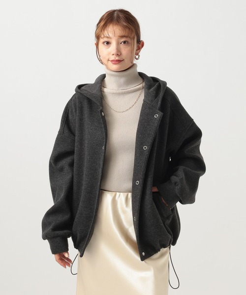 BAYFLOW（ベイフロー）の「ウーリーボンディングパーカー（ブルゾン・レディース・グレー/ブラック・FREE）」の2枚目の写真