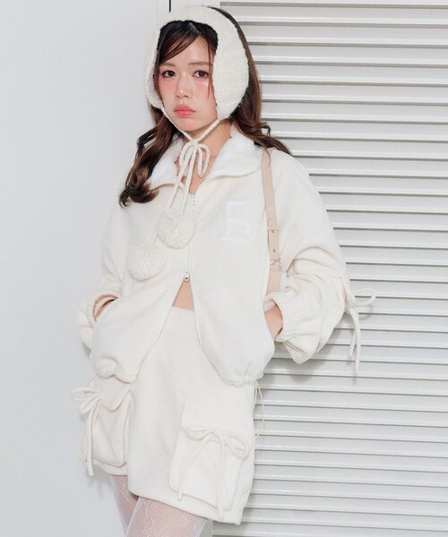 OLIVE des OLIVE(オリーブデオリーブ)の「フリースタイトミニスカート(スカート・レディース・チャコールグレー/アイボリー/トップグレー・FREE)」の6枚目の写真