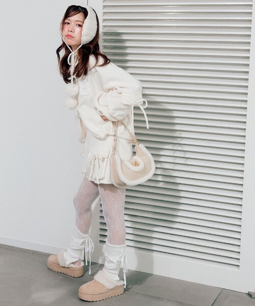 OLIVE des OLIVE(オリーブデオリーブ)の「フリースタイトミニスカート(スカート・レディース・チャコールグレー/アイボリー/トップグレー・FREE)」の8枚目の写真