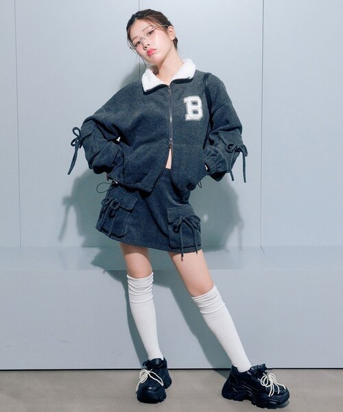 OLIVE des OLIVE（オリーブデオリーブ）の「フリースタイトミニスカート（スカート・レディース・チャコールグレー/アイボリー/トップグレー・FREE）」の21枚目の写真