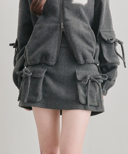 OLIVE des OLIVE（オリーブデオリーブ）の「フリースタイトミニスカート（スカート・レディース・チャコールグレー/アイボリー/トップグレー・FREE）」の11枚目の写真