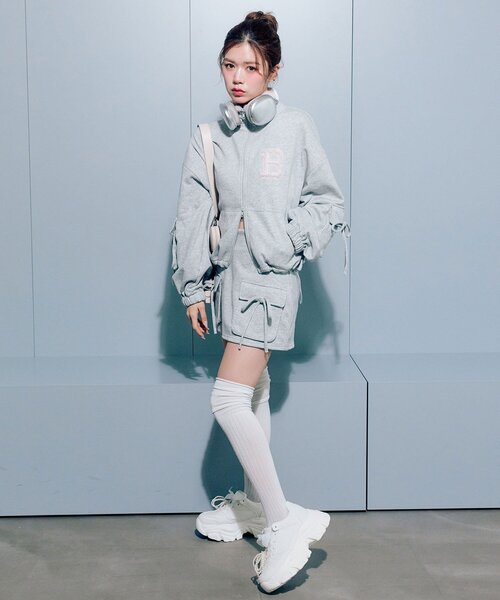 OLIVE des OLIVE（オリーブデオリーブ）の「フリースタイトミニスカート（スカート・レディース・チャコールグレー/アイボリー/トップグレー・FREE）」の9枚目の写真