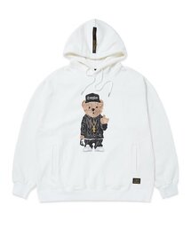 EMB COMPTON BEAR OVERSIZED HEAVY SWEAT HOODIE WHITE