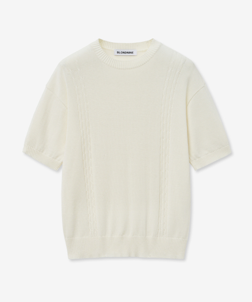 BLOND9(ブロンドナイン)の「ソフトケーブルラウンド半袖ニット_アイボリー(ニット/セーター・メンズ・その他・MEDIUM/LARGE/X-LARGE)」の5枚目の写真