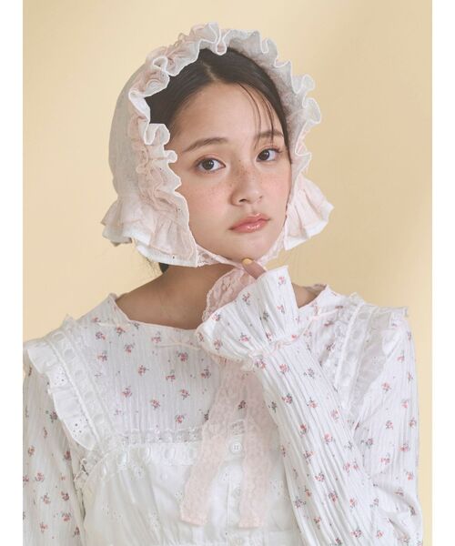merry jenny(メリージェニー)の「sugar lace bonnet(その他ヘアアクセサリー・レディース・ピンク/オフホワイト・FREE)」の15枚目の写真