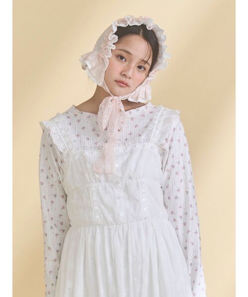 merry jenny(メリージェニー)の「sugar lace bonnet(その他ヘアアクセサリー・レディース・ピンク/オフホワイト・FREE)」の13枚目の写真