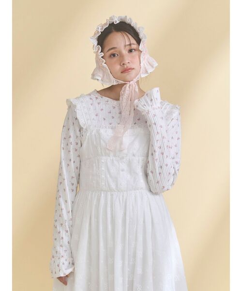 merry jenny(メリージェニー)の「sugar lace bonnet(その他ヘアアクセサリー・レディース・ピンク/オフホワイト・FREE)」の12枚目の写真