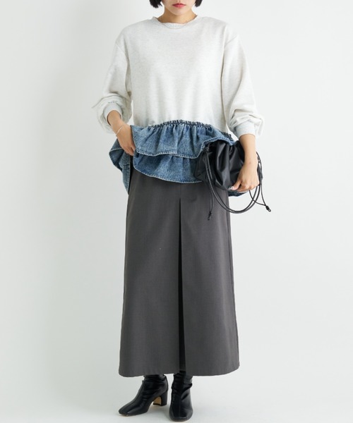 A.D.C.L.（エーディーシーエル）の「デニムフリル切替 裏毛プルオーバー（Tシャツ/カットソー・レディース・ブルー/ブラック・L/M）」の19枚目の写真