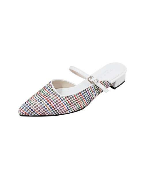 SHOEHI（シューハイ）の「カラー チェック ブローファー L0301 (2色)（サンダル・レディース・ホワイト/Beige・23.5cm/24cm/24.5cm/25cm/22.5cm/23cm）」の2枚目の写真