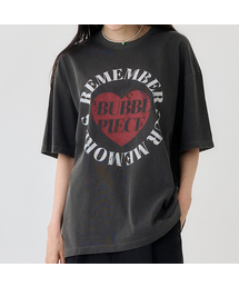BUBBLPIECE（バブルピース）の「ハートサークルピグメントTシャツ_チャコール（Tシャツ/カットソー）」