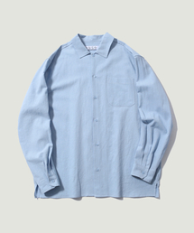 ease（イーズ）の「リネンスリットシャツ_スカイブルー（シャツ/ブラウス）」