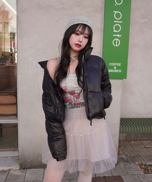 GALEX(ギャレックス)の「レトロウィメンズソフトグロッシークロップパファーダウンブラックGA5840BK(ダウンジャケット/コート・レディース・その他・SMALL/MEDIUM)」の4枚目の写真