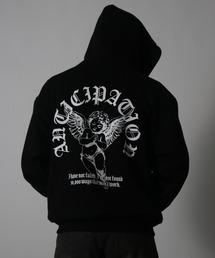 NYLAUS（ナイラス）の「【NYS】裏起毛 エンジェル クロス バックプリント フルジップパーカー ZIPパーカー ユニセックス（パーカー）」