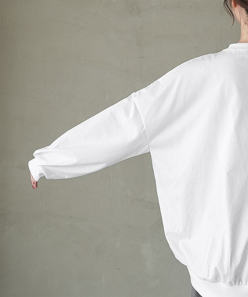SOLAMONAT(ソラモナ)の「ジェラート天竺 長袖コクーンプルオーバー(Tシャツ/カットソー・レディース・ダークネイビー/グレイッシュベージュ/チャコールグレー/ホワイト/ブラック・FREE)」の15枚目の写真