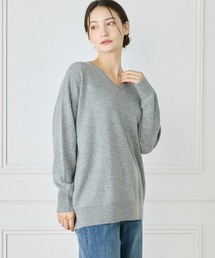 《WEB限定カラー》カシミヤ混Vネックチュニックニット