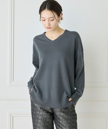 《WEB限定カラー》カシミヤ混Vネックチュニックニット