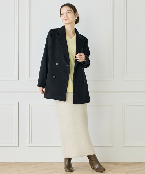 INED(イネド)の「《WEB限定カラー》カシミヤ混Vネックチュニックニット(ニット/セーター・レディース・ブラック/オフホワイト/グレー/チャコールグレー/ピンク/イエロー・9号/11号)」の18枚目の写真