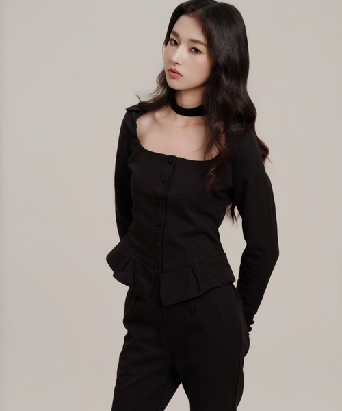silent(and)(サイレントアンド)の「Sweet Peplum Pants(スラックス・レディース・ブラック・MEDIUM/SMALL)」の3枚目の写真