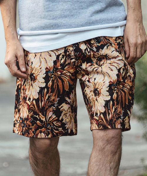 mp14470- Botanical Gobelin Textile Short Pants ゴブラン織り