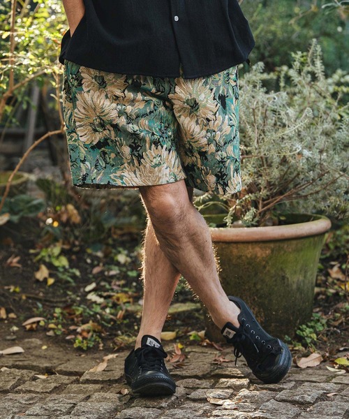 mp14470- Botanical Gobelin Textile Short Pants ゴブラン織り