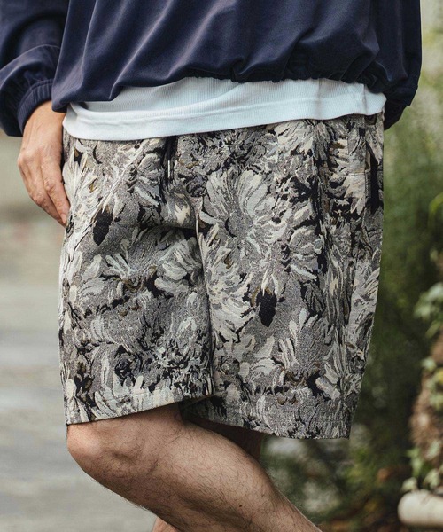 mp14470- Botanical Gobelin Textile Short Pants ゴブラン織り