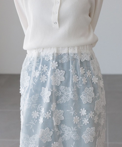 LOWRYS FARM(ローリーズファーム)の「レースレイヤードスカート 646681(スカート・レディース・ブラック/アイボリー・FREE)」の7枚目の写真