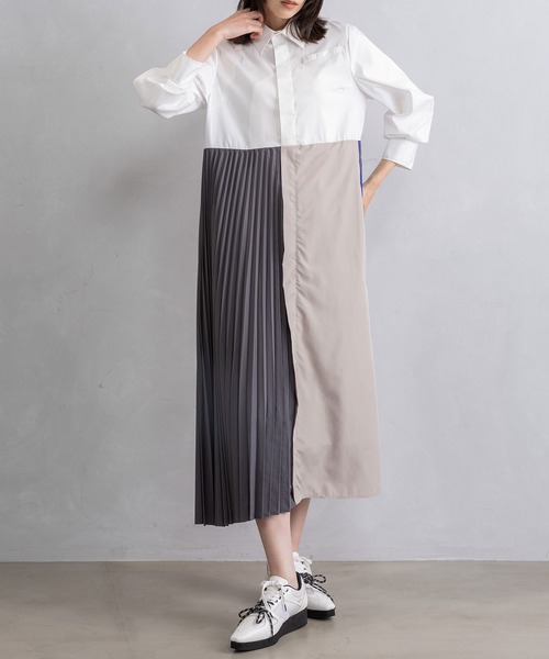 MARECHAL TERRE（マルシャルテル）の「シャツワンピース（シャツワンピース・レディース・カーキ/ブラック/イエロー/オフホワイト・MEDIUM）」の2枚目の写真