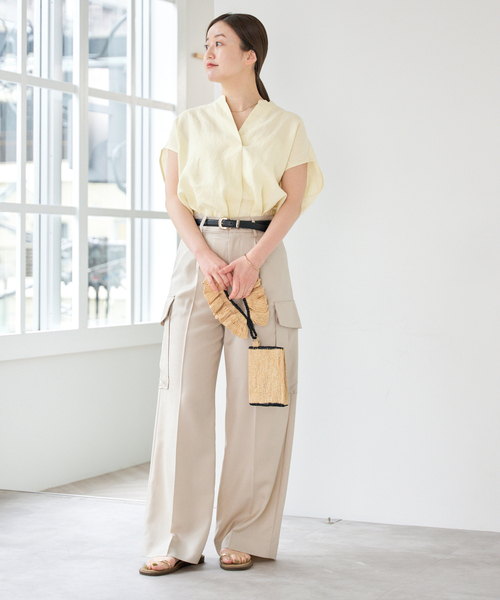 イエナ　リネンノースリーブスキッパーシャツ リネンノースリーブスキッパーシャツ（シャツ/ブラウス）｜IENA