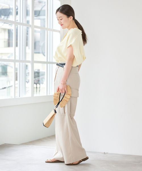 最終価格⭐️即完売人気⭐️IENA⭐️リネンノースリーブスキッパーシャツ⭐️ リネンノースリーブスキッパーシャツ（シャツ/ブラウス）｜IENA