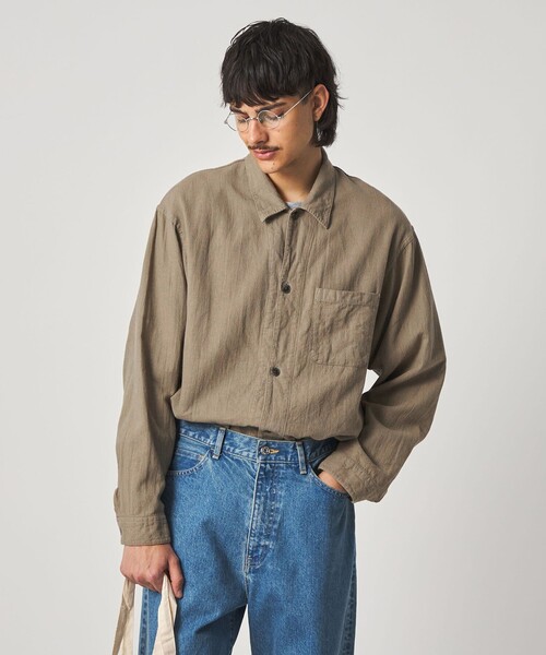 Steven Alan(スティーブンアラン)の「<Steven Alan> CL クレープ オープンカラー オーバー シャツ(シャツ/ブラウス・メンズ・ナチュラル/ベージュ・XL/L/M/S)」の4枚目の写真