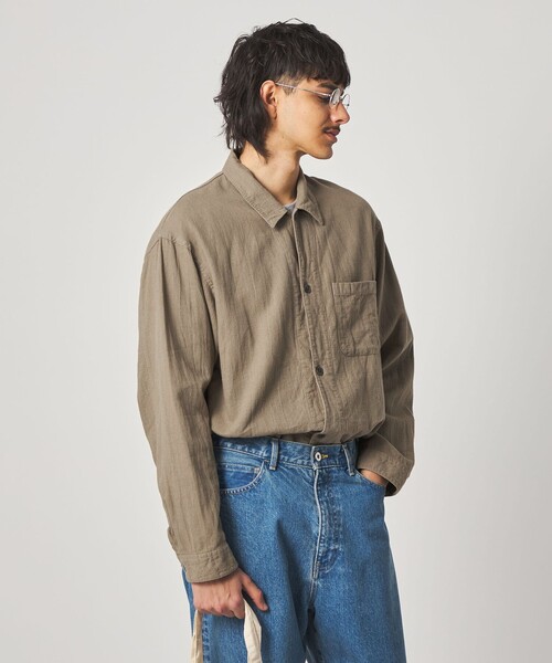 Steven Alan(スティーブンアラン)の「<Steven Alan> CL クレープ オープンカラー オーバー シャツ(シャツ/ブラウス・メンズ・ナチュラル/ベージュ・XL/L/M/S)」の6枚目の写真