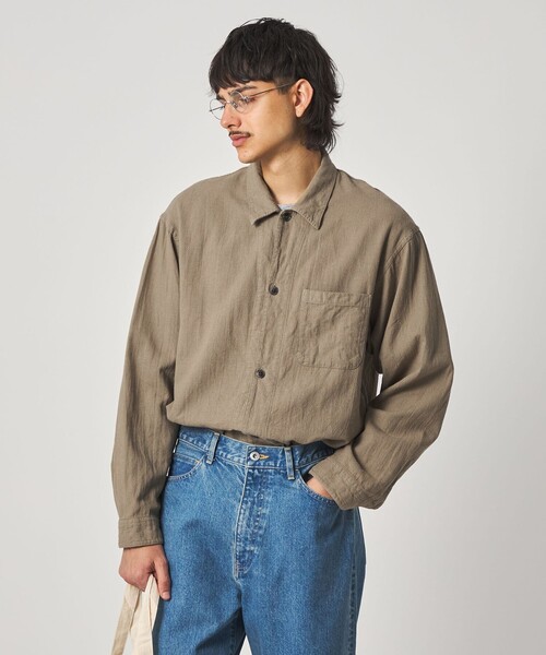 Steven Alan(スティーブンアラン)の「<Steven Alan> CL クレープ オープンカラー オーバー シャツ(シャツ/ブラウス・メンズ・ナチュラル/ベージュ・XL/L/M/S)」の7枚目の写真