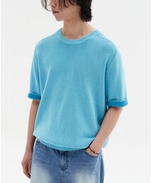 LEMARD（ルマード）の「ツートンラウンドハーフニット - スカイブルー（ニット/セーター）」